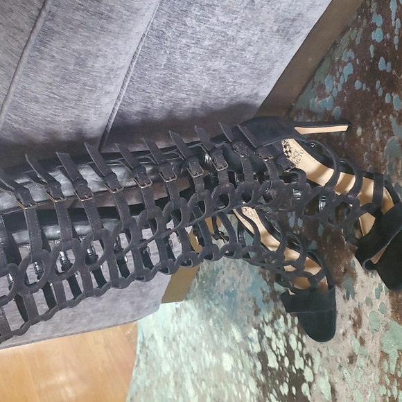 Vince Camuto Black Suede High Heel Gladiators - Picture 3 of 12